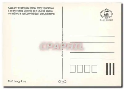Tramways de via estreita em Liberec — (1000 mm) — PPP Packaging Produkcio, n°711 — Verso