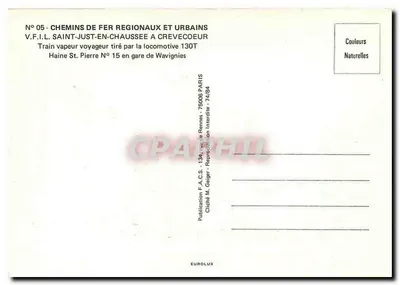 Estação de Wavignies — Trem de passageiros puxado pela locomotiva St. Pierre N° 15 — V.F.I.L. Saint-Just-en-Chaussee — Verso