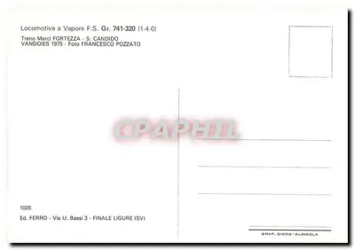 Locomotiva a vapor F.S. Gr. 741-320 — Treno Merci FORTEZZA — S. CANDIDO — 1975 — Ed. FERRO — Verso