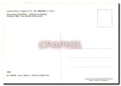 Parowóz F.S. Gr. 940-023 — Treno Merci Sulmona - Castel di Sangro — Ed. Ferro — Rewers