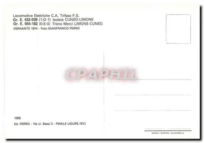 Elektryczne lokomotywy F.S. — Gr. E. 432-039 i Gr. E. 554-162 — Oddzielna Cuneo-Limone — Wyd. Ferro — Rewers