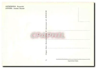 Antuérpia - Avenida Keyzerlei — vista da rua com trêm e edifícios — n°17 — Verso