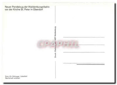 Tramway de Waldenburgerbahn — diante da Igreja de São Pedro de Oberdorf — Dietsch AG, 4437 Waldenburgerbahn — Verso