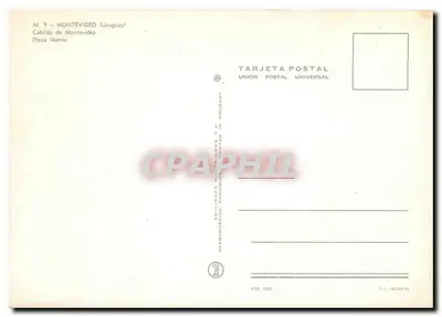 Cabildo de Montevideo — Plaza Matriz — Éditions Postales Uruguay — Rewers