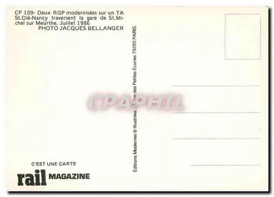 Dwie modernizowane RGP na TA St.Dié-Nancy przejeżdżają przez stację St.Michel na Meurthe — CP 109, Wydawnictwo Rail Magazine, Paryż — Rewers