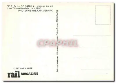 CC 14181 em Uckange — em um trem Thionville-Metz — Éditions Modernes & Illustrées, Paris — Verso