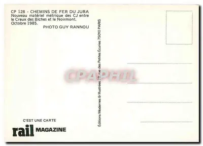 Chemin de fer du Jura — Trem metrô entre o Creux des Biches e o Noirmont — Éditions Rail Magazine — Verso