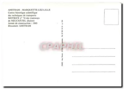 Tramway n°74 — Motrice Suíça — AMITRAM Marquette-lez-Lille — Verso