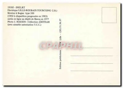 Tramway a Bogies tipo 500 — Snelrt — Edição MSW Lille — Verso