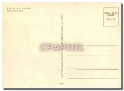 Cólnia no rio Reno — Hohenzollern-Ring — BAHNHOFBUCHHANDLUNG LUDWIG — Verso