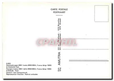 Tramway motor 9951 — série 9950-9954, Bruxelas — editor AMUTRA — Verso