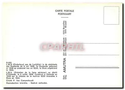 Tramwaj L.W.3 w Ostendzie — Serwis linii nadziemnej — Wydawca AMUTRA, nr S-002 — Rewers