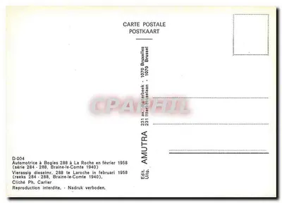 Melreux-Laroche — Automotriz com bogies 288 em fevereiro de 1958 — Édit. Utra, Braine-le-Comte — Verso