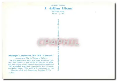 Locomotiva No. 3020 "Cornwall" — London and North Western Railway — J. Arthur Dixon — Verso