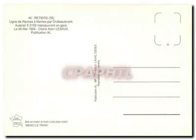Retiers (35) — Autorail X 2100 manobrando na estação — Publicação AL — Verso