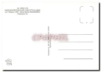 Locomotiva BB Coferna DE 2 — CFTA depósito — Publicação AL — Verso