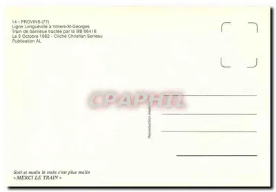 Estação de Provins — Trem de subúrbio puxado pela BB 66416 — Publicação AL — Verso