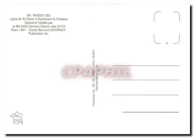 Stacja kolejowa Wassy (52) — linia z Saint-Dizier do Doulevant-le-Château — BB 4036 Général Électric des CFTA — Rewers