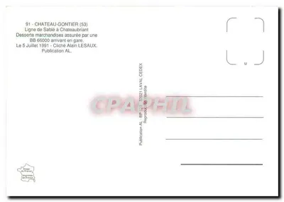 Castle-Gauntier (53) — Sablé to Châteaubriant Line — Freight Service by a BB 66000 — Publication AL — Back