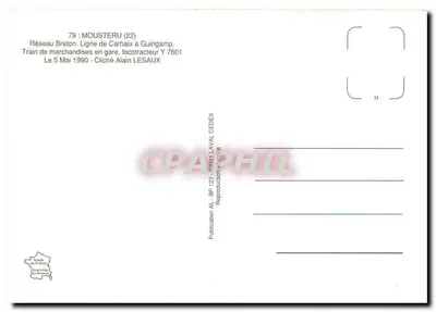 Moustéru — Estação — Rede Bretã, Linha de Carhaix a Guingamp, locomotiva Y 7601 — Verso