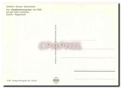 Zurych-Rapperswil — Goldküstenexpress SBB — Wydawnictwo Photoglob AG Zurych — Rewers