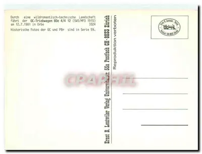 Pociąg OC BDe 4/4 12 — Orbe — Ernst B. Leutwiler Verlag — Rewers