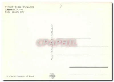 Andermatt — widok panoramiczny z czerwonym pociągiem — Verlag Photoglob AG, Zürich — Rewers