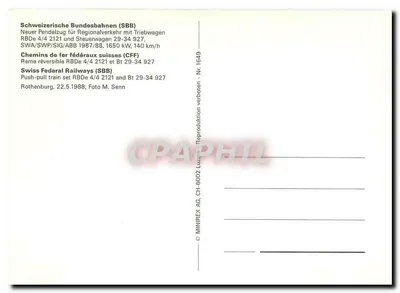 Trem push-pull SBB CFF FFS — RBDe 4/4 2121 e Bt 29-34 927 — MINIREX AG — Verso