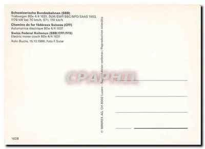 Automotrice elétrica BDe 4/4 1631 — SBB/CFF — 1986 — MINIREX AS — Verso