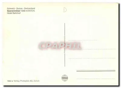 Hotel Bahnhof — Saanenmöser, Szwajcaria — wydawca Photoglob AG, Zurych, nr 7694 — Rewers