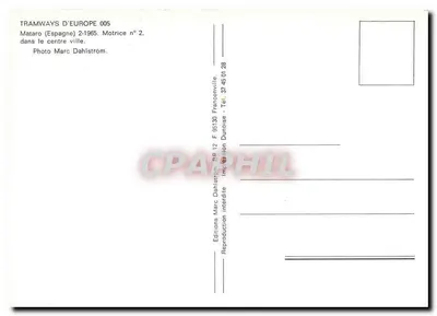 Mataro (Hiszpania) — Tramwaj n°2 w centrum miasta — Éditions Marc Dahlström — Rewers