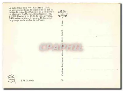 Mały pociąg Matheysine — linia kolejowa przez przewozy Drac — wydawca Combier, nr 3.PP.75.0064 — Rewers
