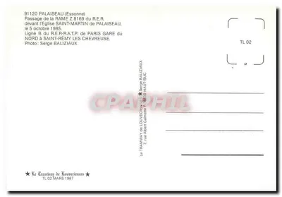 Palaiseau — Przejazd pociągu Z 8169 linii R.E.R. przed kościołem św. Martyna — Le Tramway de Louveciennes — Rewers