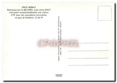 Mieszany pociąg SNCF 45304 F — przyciągany przez BB 63095 — Wydawnictwo Ferrowiews — Rewers