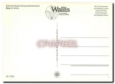 Brig im Wallis — Saudações de BRIG im Wallis — Rud. Suer AG, Zürich — Verso