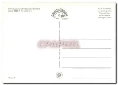 Arosa — Gruss aus AROSA — Suter AG, Nr. 3774 — Verso