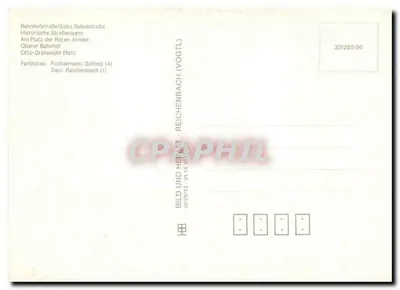 Plauen — widok miasta z tramwajami — wydawca Bild und Heimat, nr 301255/90 — Rewers