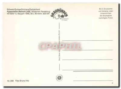 Appenzeller Bahnen — nowoczesny pociąg w stanie postoju — Rud. Suter AG, Obernecken, Zurych — Rewers