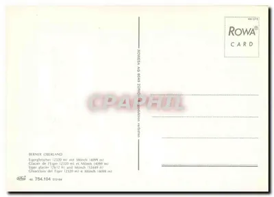 ईगर और मॉन्च के ग्लेशियर - बर्नर ओबरलैंड - रोवा कार्ड संख्या 754.104 — पीछे