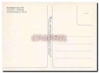 Murtalbahn — Trem a vapor n°760 — Murtalbahn Club — Verso