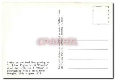 Trens na linha Peel em St Johns — Editor Joanes Publications, Barnstaple, Devon — Verso