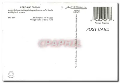 Portland, Oregon — trilhos e réplicas — Smith-Western Inc. SPC-3281 — Verso