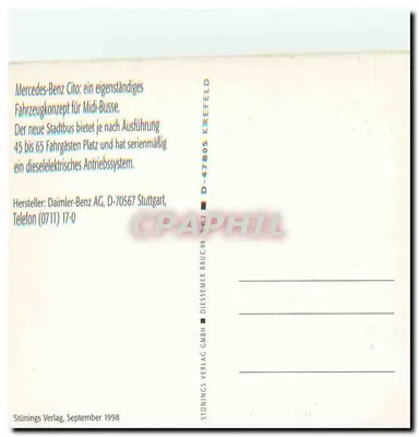 Mercedes-Benz Cito — ônibus urbano — Stünings Verlag, n° 1467 — Verso