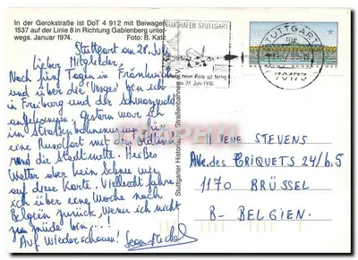 Tramway n°8 em Stuttgart — Stuttgarter Straßenbahnen — Foto B. Katz — Verso