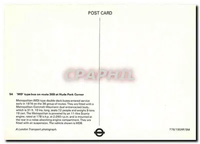 Linha de ônibus 36B — Hyde Park Corner — Transporte de Londres — Verso