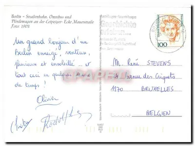 Berlim – Tráfego da capital em torno de 1903 — trams e carruagem à Leipziger-Ecke Mauerstraße — Verso