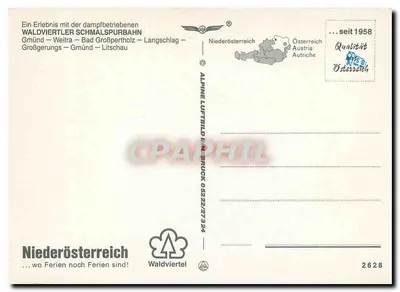 Waldviertler Schmalspurbahn — trem a vapor na floresta — editor Alpine Luftbild, Niederösterreich — Verso
