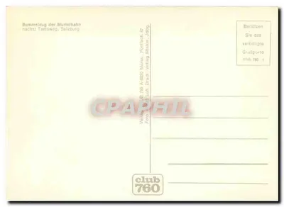 Stara pocztówka Pociąg Muratbahn — Tamaweg, Salzburg — Verlag Mura, Pontlach 760 — Rewers