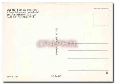 Lokomotywa z łańcuchem — Frojach-Katschtal (Murtalbahn) — Club 760 - Schmalspurnmuseum — Rewers