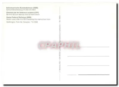 Trem de instrução Be 4/6 1613 — Swiss Federal Railways — Minirex AG, n° 1664 — Verso